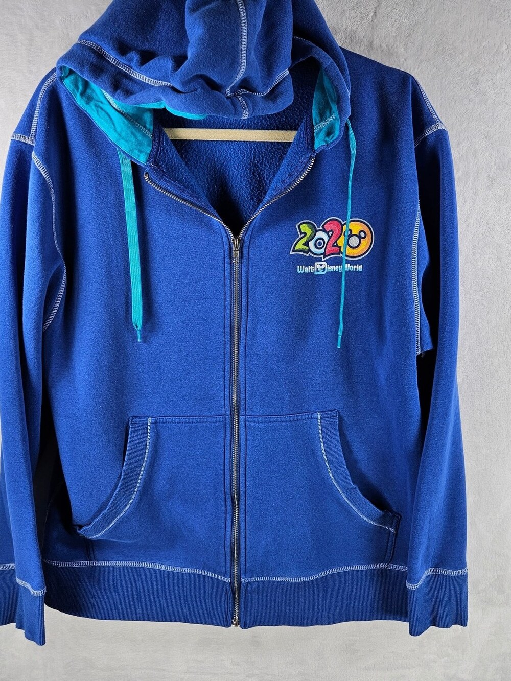 Disney Parks Mickey Mouse Zip-Up Hoodie Blue Unisex Size Large